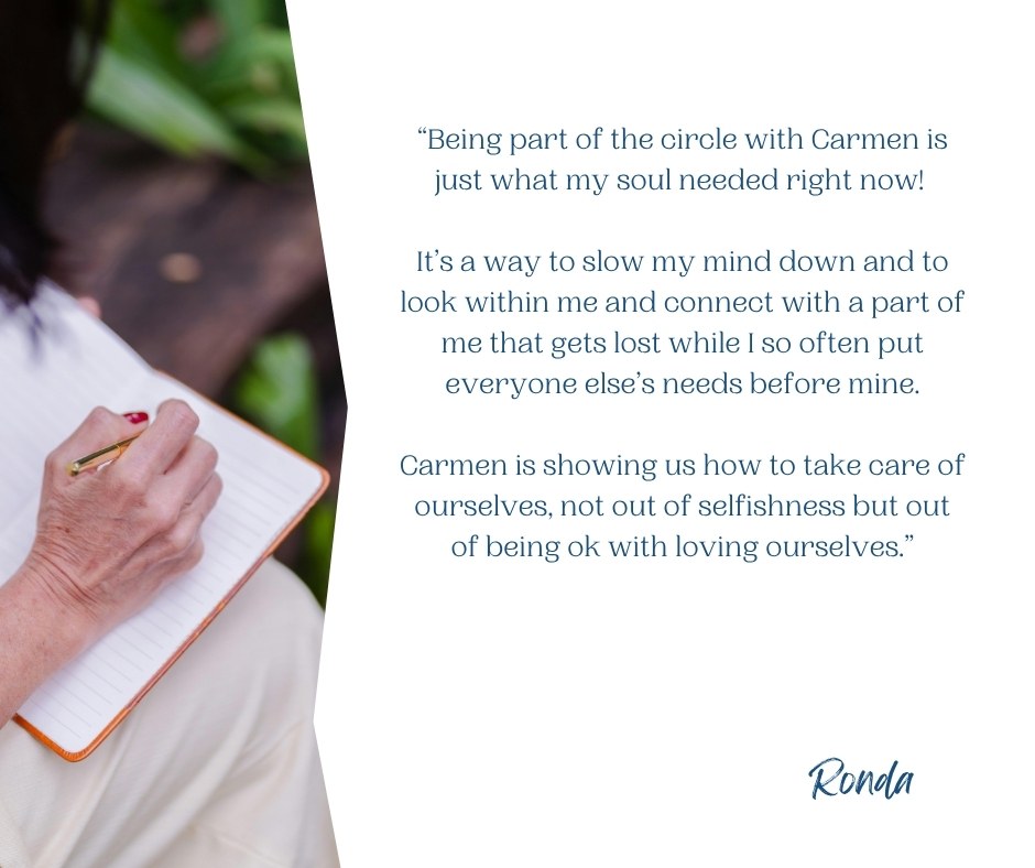 Testimonial from Ronda about Carmen's journaling circle